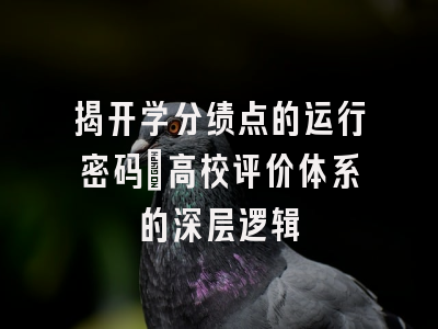 揭开学分绩点的运行密码：高校评价体系的深层逻辑