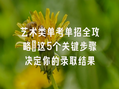 艺术类单考单招全攻略：这5个关键步骤决定你的录取结果