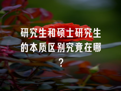 研究生和硕士研究生的本质区别究竟在哪？