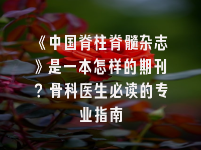 《中国脊柱脊髓杂志》是一本怎样的期刊？骨科医生必读的专业指南