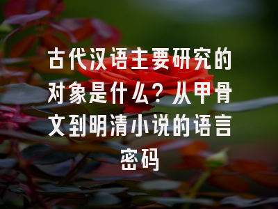 古代汉语主要研究的对象是什么？从甲骨文到明清小说的语言密码