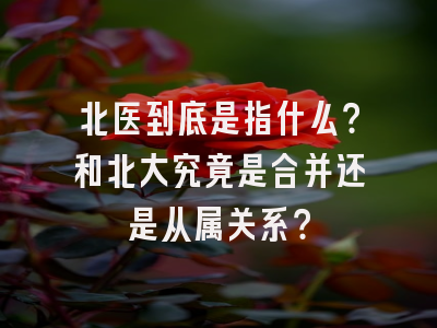 北医到底是指什么？和北大究竟是合并还是从属关系？