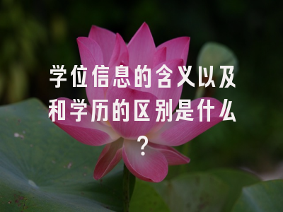 学位信息的含义以及和学历的区别是什么？