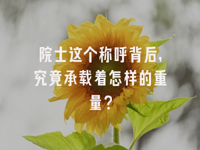 院士这个称呼背后，究竟承载着怎样的重量？