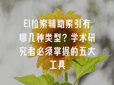 EI检索辅助索引有哪几种类型？学术研究者必须掌握的五大工具