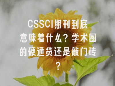 CSSCI期刊到底意味着什么？学术圈的硬通货还是敲门砖？