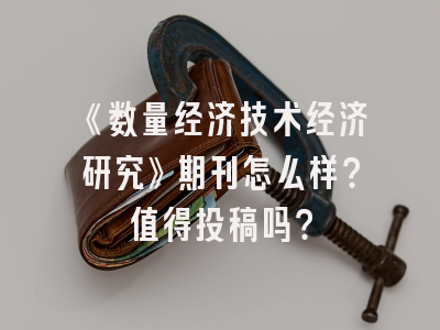 《数量经济技术经济研究》期刊怎么样？值得投稿吗？