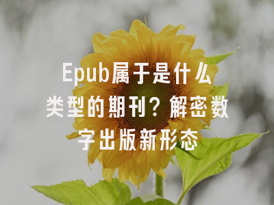 Epub属于是什么类型的期刊？解密数字出版新形态