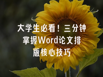 大学生必看！三分钟掌握Word论文排版核心技巧