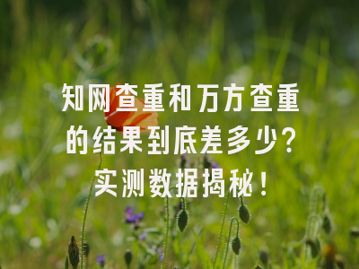 知网查重和万方查重的结果到底差多少？实测数据揭秘！