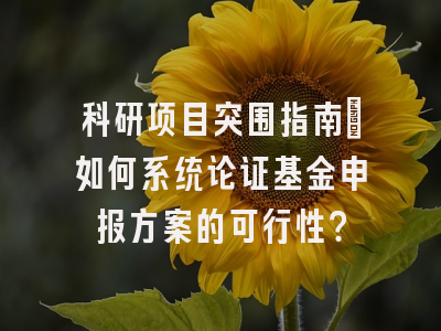 科研项目突围指南：如何系统论证基金申报方案的可行性？