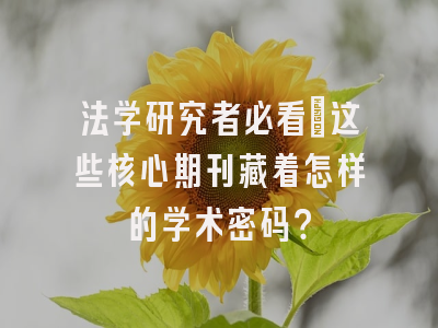 法学研究者必看：这些核心期刊藏着怎样的学术密码？