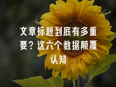 文章标题到底有多重要？这六个数据颠覆认知