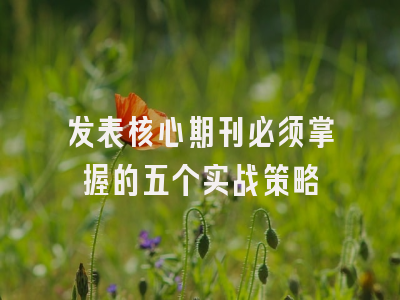 发表核心期刊必须掌握的五个实战策略