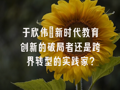 于欣伟：新时代教育创新的破局者还是跨界转型的实践家？