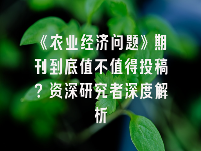 《农业经济问题》期刊到底值不值得投稿？资深研究者深度解析