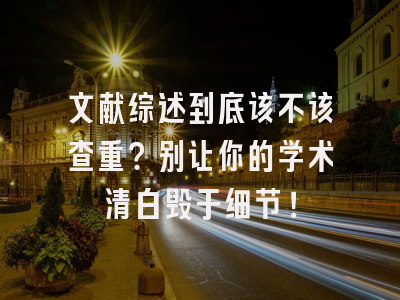 文献综述到底该不该查重？别让你的学术清白毁于细节！
