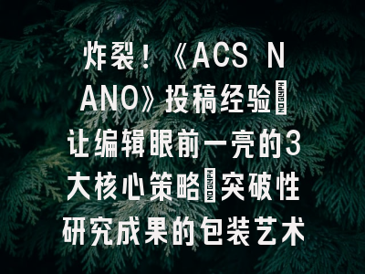 炸裂！《ACS NANO》投稿经验：让编辑眼前一亮的3大核心策略_突破性研究成果的包装艺术