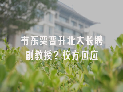 韦东奕晋升北大长聘副教授？校方回应
