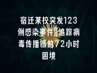 宿迁某校突发123例感染事件：追踪病毒传播链的72小时困境