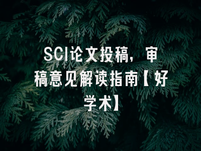 SCI论文投稿，审稿意见解读指南【好学术】