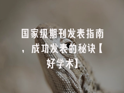 国家级期刊发表指南，成功发表的秘诀【好学术】