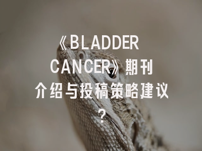 《BLADDER CANCER》期刊介绍与投稿策略建议？