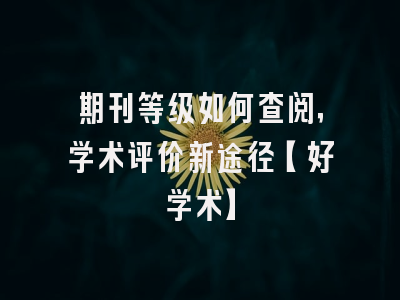 期刊等级如何查阅，学术评价新途径【好学术】