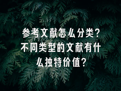 参考文献怎么分类？不同类型的文献有什么独特价值？
