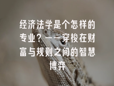 经济法学是个怎样的专业？——穿梭在财富与规则之间的智慧博弈