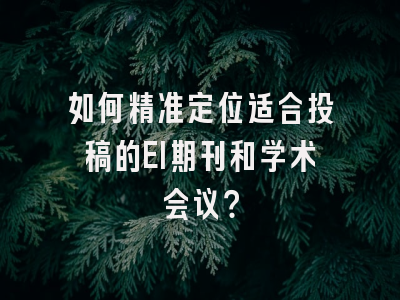 如何精准定位适合投稿的EI期刊和学术会议？