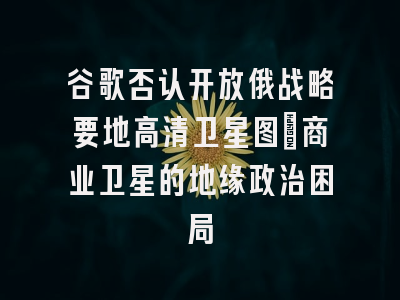 谷歌否认开放俄战略要地高清卫星图：商业卫星的地缘政治困局