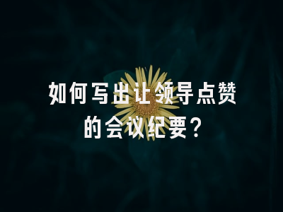 如何写出让领导点赞的会议纪要？