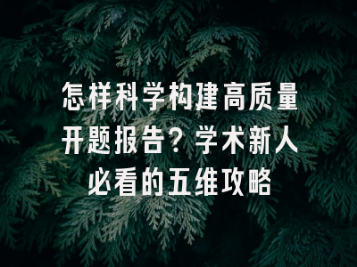 怎样科学构建高质量开题报告？学术新人必看的五维攻略