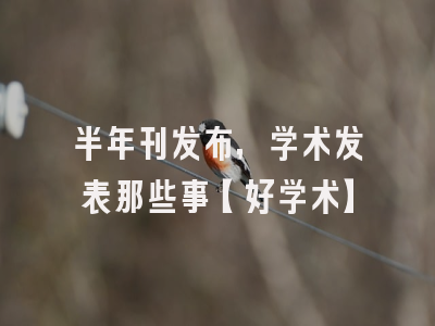 半年刊发布，学术发表那些事【好学术】