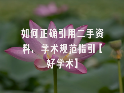 如何正确引用二手资料，学术规范指引【好学术】