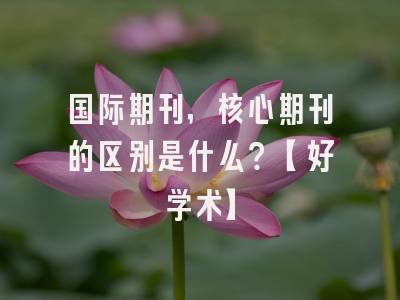 国际期刊，核心期刊的区别是什么？【好学术】