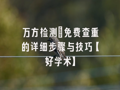 万方检测：免费查重的详细步骤与技巧【好学术】