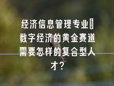 经济信息管理专业：数字经济的黄金赛道需要怎样的复合型人才？