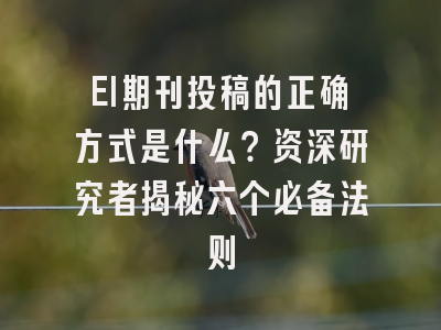 EI期刊投稿的正确方式是什么？资深研究者揭秘六个必备法则
