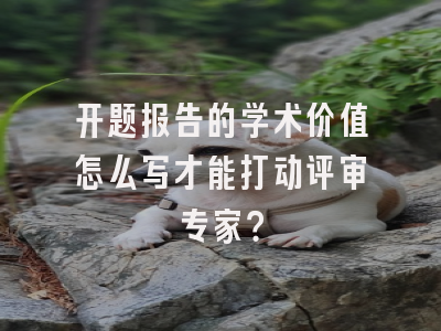 开题报告的学术价值怎么写才能打动评审专家？