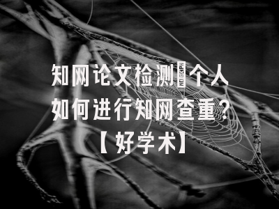 知网论文检测：个人如何进行知网查重？【好学术】