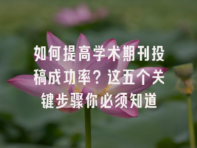 如何提高学术期刊投稿成功率？这五个关键步骤你必须知道