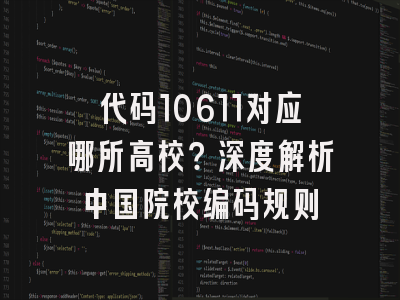 代码10611对应哪所高校？深度解析中国院校编码规则