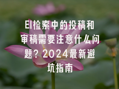 EI检索中的投稿和审稿需要注意什么问题？2024最新避坑指南