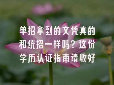 单招拿到的文凭真的和统招一样吗？这份学历认证指南请收好