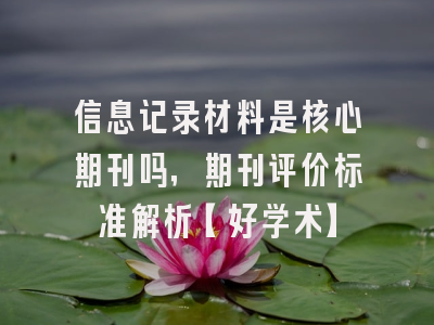 信息记录材料是核心期刊吗，期刊评价标准解析【好学术】