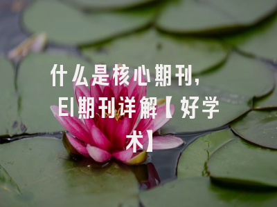 什么是核心期刊, EI期刊详解【好学术】