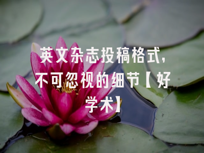 英文杂志投稿格式，不可忽视的细节【好学术】