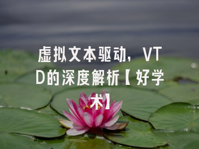 虚拟文本驱动，VTD的深度解析【好学术】